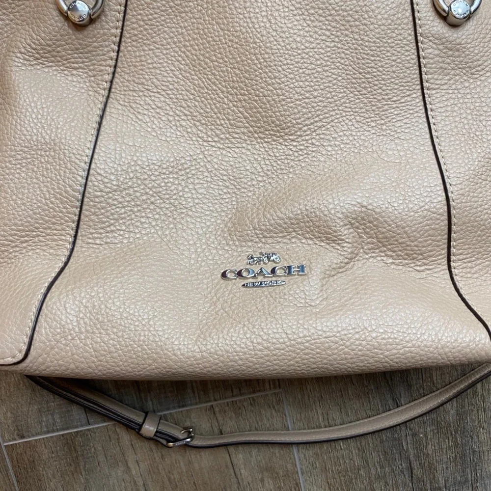 Coach Kacey Satchel‎ Taupe Pebble Leather Handbag Purse 05229 Crossbody Shoulder - Picture 7 of 9